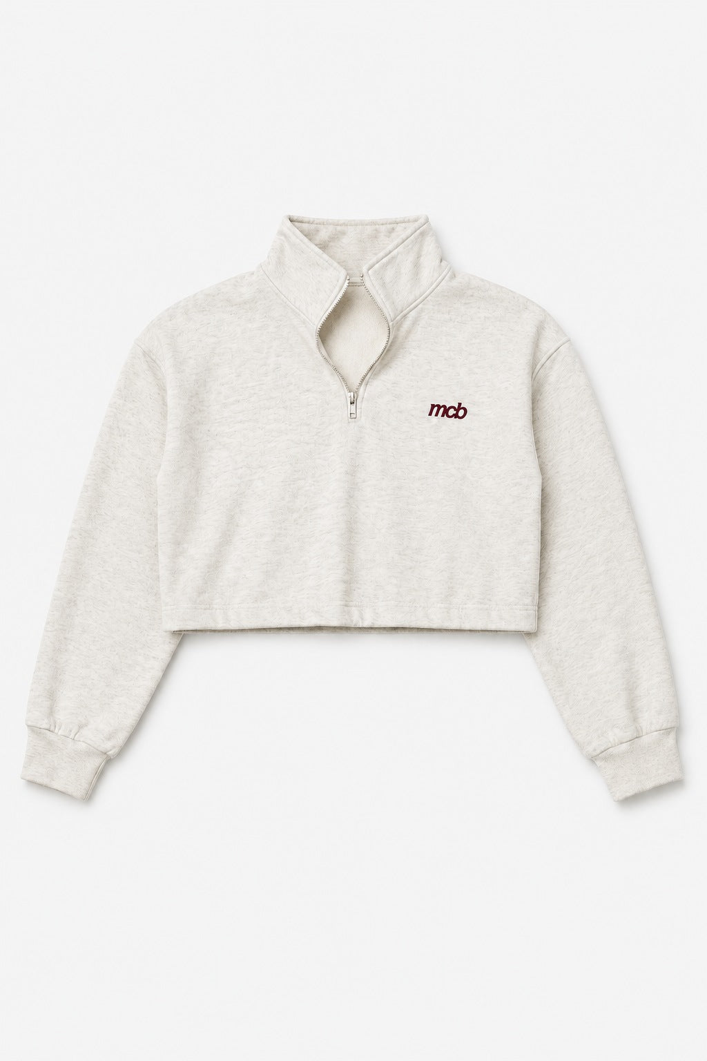 Cropped Half-Zip Grey / Burgundy