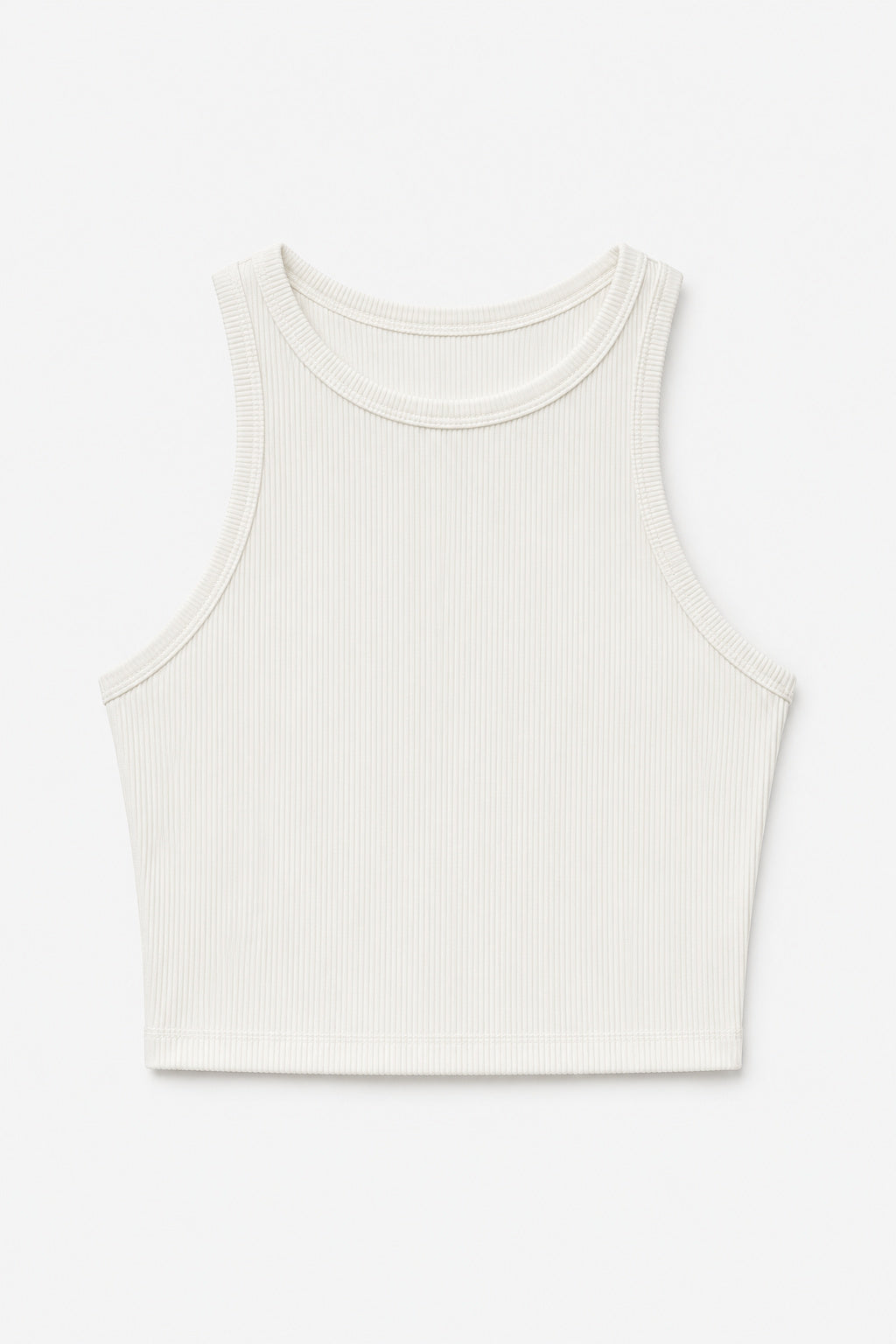 Ribbed Tank Cropped White