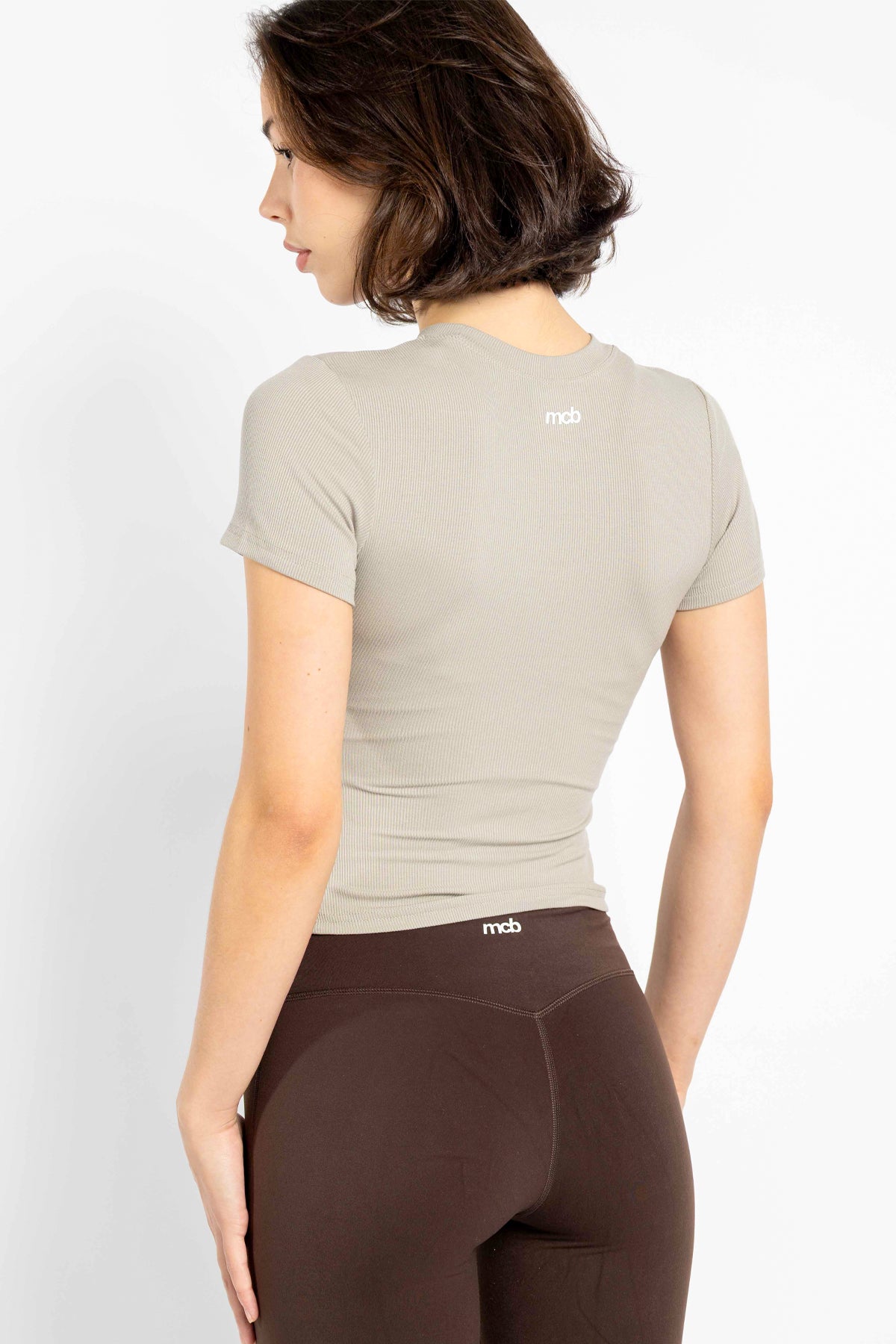 Ribbed Cropped Tee Taupe